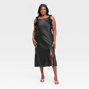 Women's Ruffle Sleeve Satin Maxi Dress - A New Day™ - 1 of 3