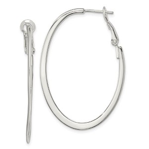 Black Bow Jewelry Oval Omega Back Hoop Earrings in Sterling Silver - 40mm (1 1/2 Inch) - 1 of 4