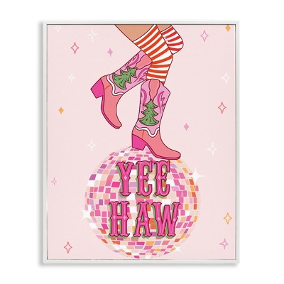 Stupell Industries Yeehaw Christmas Cowboy Black Framed Giclee Art