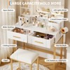 Makeup Vanity Desk with Mirror & Lights – 4 Drawers, 2 Shelves, Built-in Charging Station, LED Light with 3 Modes, 53" White & Gold - 4 of 4
