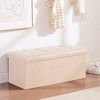 Itopfox Folding Ottoman Storage Bench with Flipping Lid, Small Foot Rest Stool for Bedroom, Living Room, Entryway in Faux Leather Ivory - 2 of 4