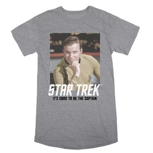 Star Trek The Original Series Kirk Women's Heather Gray Sleep Shirt - 1 of 2