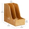 Mind Reader Vertical File Storage, Desktop Organizer, Magazine Holder, Office, Bamboo, 6"L x 11"W x 10"H, Brown - 3 of 4