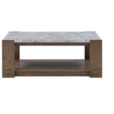 Libby - Sintered Stone Coffee Table With Casters - Brown