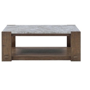 Libby - Sintered Stone Coffee Table With Casters - Brown - 1 of 1