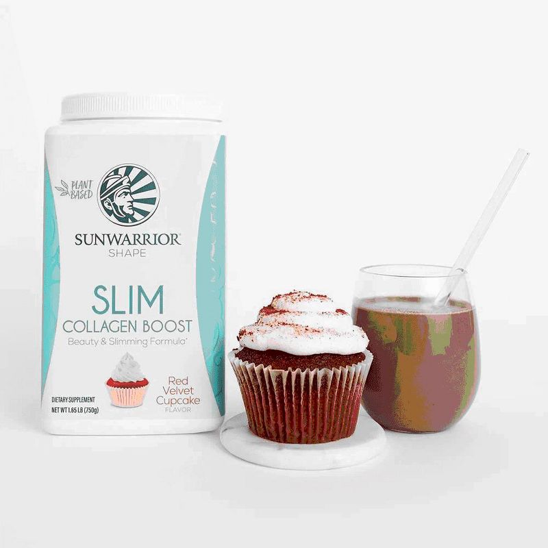 SLIM Collagen Boost Protein Powder, Beauty & Slimming Formula, Plant-Based Protein, Red Velvet Flavor, Sunwarrior, 750gm, 5 of 7