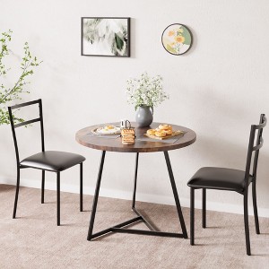 Dining Table Set for 2, Round Kitchen Table and Chairs for 2, Modern Dining Room Table Set , Kitchen Table Set,Grey - 1 of 4