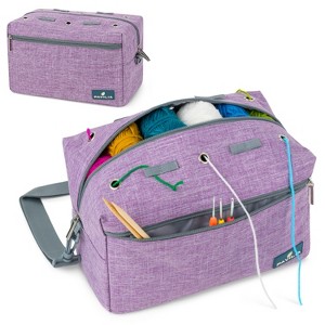 PAVILIA Yarn Bag Knitting Crochet Bag Organizer, Crocheting On The Go Storage Project Bag, Crochet Knitting Accessories Knitter Gifts - 1 of 4
