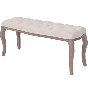 vidaXL Bench Linen Solid Wood 43.3 in. x 15 in. x 18.9 in. Cream White - 1 of 4