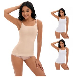 INSPIRE CHIC 3 Pcs Women's Adjustable Straps Cami Tummy Control Slimming No Trace Shapewear Camisoles - 1 of 4