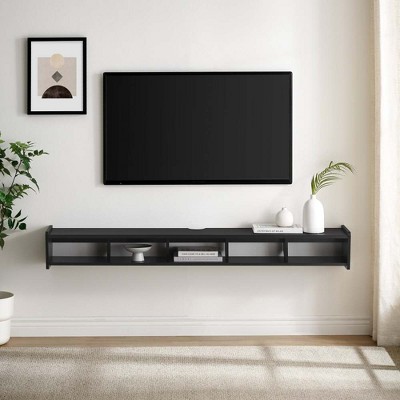 Chic Crate - Sleek Floating TV Stand - Space-Saving Wall-Mount Media Console - Modern Black Entertainment Center - Onyx Black