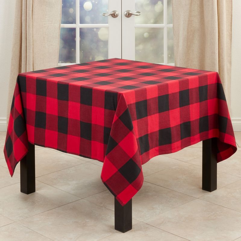 Saro Lifestyle Classic Buffalo Plaid Check Design Cotton Tablecloth, 1 of 5