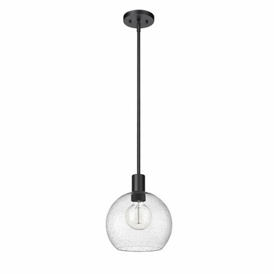 Matte Black Steel and Glass Globe LED Pendant