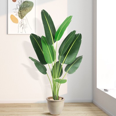 5FT Artificial Bird of Paradise Tree, Realistic Fake Plant for Home Office Decor, Lifelike 60" Indoor Outdoor Faux Tree