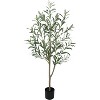 MaseiKar Artificial Olive Tree, 4ft Tall Fake Floor Plant with Plastic Pot for Office and Home Decor, Decorative Artificial Plant for Indoors Outdoors - 3 of 4