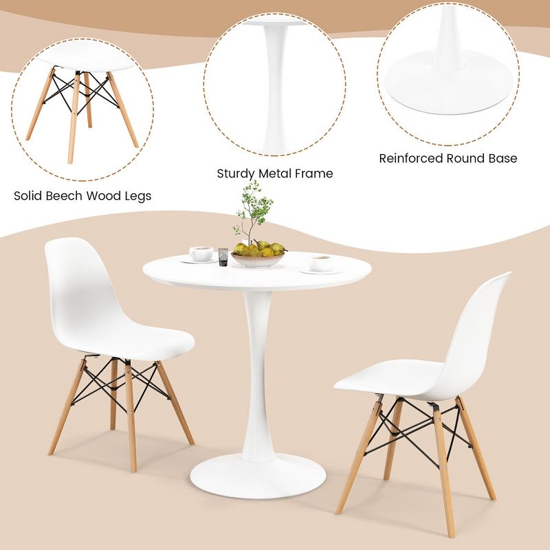 Tangkula 3 Piece Dining Kitchen Set Modern Round DiningTable Chairs Set for Small Space, 5 of 9
