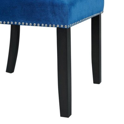 Francesca Transitional Glam Blue Velvet Upholstered Side Chair Set