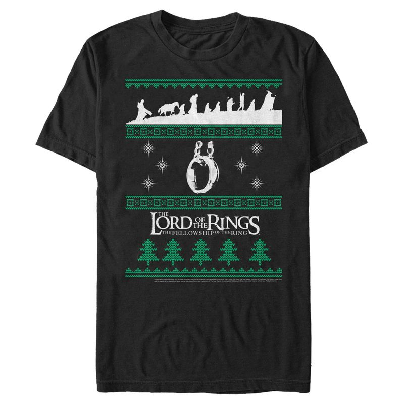 Men's Lord of the Rings Fellowship of the Ring Christmas Sweater T-Shirt, 1 of 6
