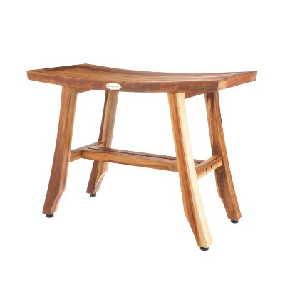 24" Satori ED992 Wide Teak Shower Stool for Shaving Legs - EcoDecors: Rectangular Bathroom Bench, 250lb Capacity