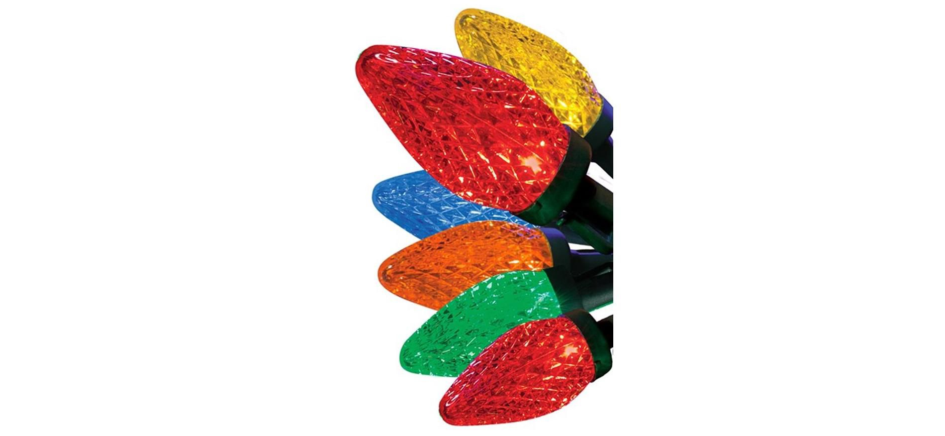 GE StayBright 25-LED Diamond Cut C-9 Multicolor Christmas Lights 12-Feet
