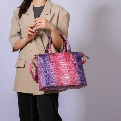 MKF Collection Satchel Bag Faux Croc Design with Wallet Set, Frankie | MKF Collection by Mia K - Coral — фото 3