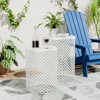VisioGear 2PCS Patio End Tables, Indoor Outdoor Nesting End Carved Trellis Design Side Table, White, 12.5"*12.5"*16.5" - 4 of 4