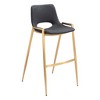 HomeRoots Set of Two 30" Black and Gold Faux Leather and Steel Low Back Bar Height Bar Chairs - 4 of 4