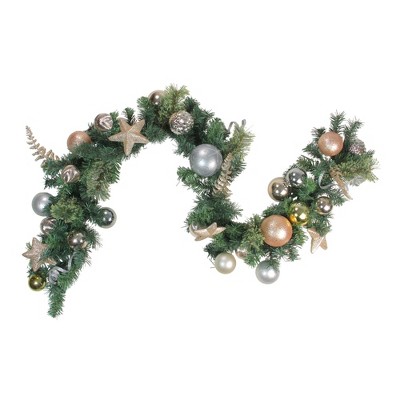 Northlight 6' x 12" Green Foliage with Stars and Ornaments Artificial Christmas Garland, Unlit