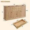SinCiDo Farmhouse 58"wide Buffet Cabinet w/ Storage Trough,Adjustable Shelves,w/ 2 Drawers & 4 Doors,Kitchen Bar & Living Room Coffee Bar,Natural - 2 of 4