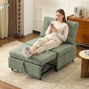 Karl Home |Teddy Fleece Armless Sleeper Chair Sofa Bed Space-Saving Pull-Out Chair Bed For Small Spaces - 1 of 4