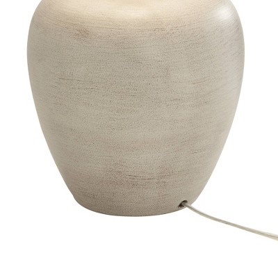 Southwest Beige Resin Urn Table Lamps with Drum Shades, Set of 2