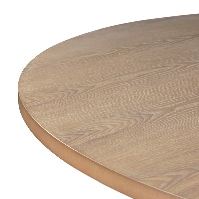 Beige Round Reclaimed Wood Farmhouse Dining Table