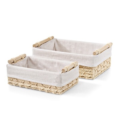 Sorbus 2-Pack Handmade Storage Paper Rope Baskets Set: Bohemian Design for Household Essentials - Durable, Compact, Perfect for All Decor