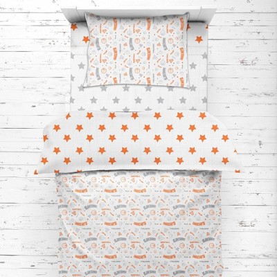 Bacati - Basketball Orange/Gray Muslin 4 pc Toddler Bedding Set