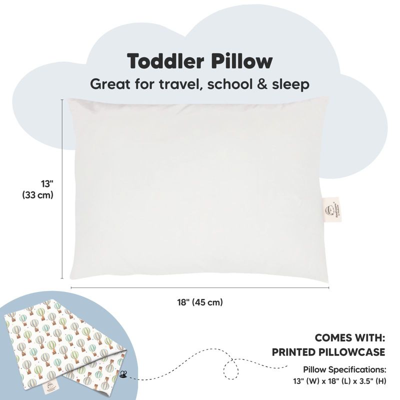 KeaBabies Toddler Pillow with Pillowcase, 13X18 Soft Organic Cotton Toddler Pillows for Sleeping, Kids Travel Pillow Age 2-5, 4 of 11