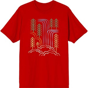 Adventure Society Waterfalls & Pine Trees Crew Neck Short Sleeve Adult T-shirt - 1 of 2