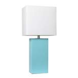 21" Monaco Avenue Modern Leather Table Lamp Aqua - Elegant Designs