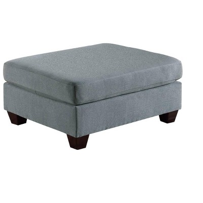 Living Room Furniture Cocktail Ottoman Grey Linen Like Fabric 1pc Plush Ottoman Wooden Legs