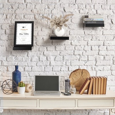 Black MDF Floating Wall Shelves for Living Room