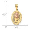Black Bow Jewelry 14k Two Tone Gold Sweet 15 Our Lady of Guadalupe Pendant, 10 x 23mm - 4 of 4