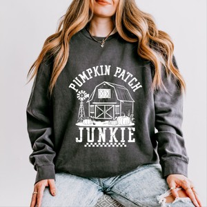 Simply Sage Market Pumpkin Patch Junkie Barn Lightweight Garment Dyed Sweatshirt - 1 of 4