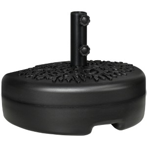 Outsunny Half Round Umbrella Base, Sand or Water Filled Half Patio Umbrella Stand Holder for Garden, 40lb Capacity Water or 46lb Capacity Sand, Black - 1 of 4