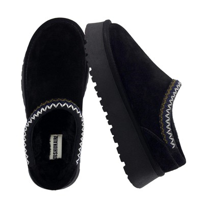 CUSHIONAIRE Women’s Kabuki Genuine Suede Platform Mule Slippers with Memory Foam, Indoor/Outdoor, Wide Widths Available
