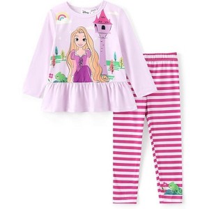 PATPAT Disney Princess Frozen Toddler Girls Clothes: Ruffle Sleeve Sweatshirts and Leggings Summer Coordinate Outfit - 1 of 4