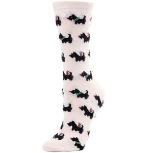 Memoi Women's Holiday Scotties & Presents Crew Socks - 1 of 2