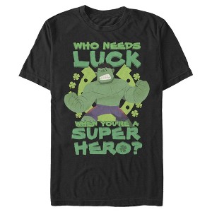 Men's Marvel St. Patrick's Day Hulk Who Needs Luck T-Shirt - 1 of 4