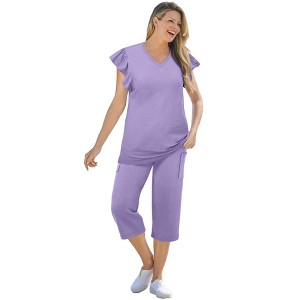 Woman Within Plus Size Embroidered V-Neck Tunic - 1 of 4