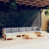 vidaXL Solid Pinewood Patio Lounge Set 8 Piece with Cushions - Brown and Gray - 2 of 4