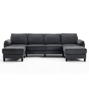 Beautyolove 6 - Piece Modular 116.5" U Shape Sectional Sofa With Removable Ottomans - 1 of 4