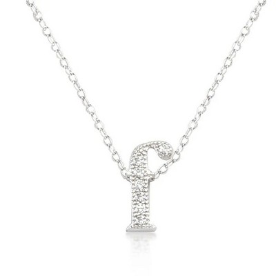 ShineHigh Micro-Pavé Initial Pendant Necklaces – Rhodium-Plated Cubic Zirconia Letter Charms on 16" Chains with Extenders